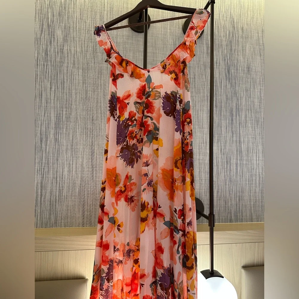 H&M Floral Flounce Trim Ruffle Midi Dress - Picture 16 of 16